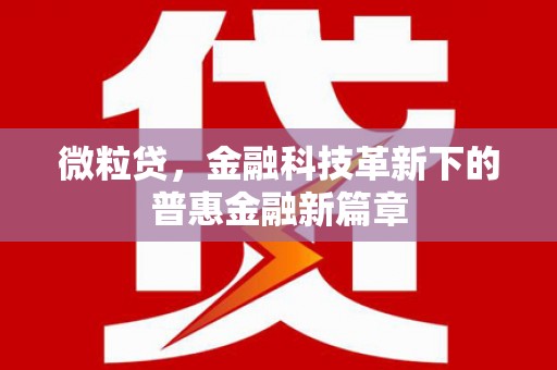 迁西微粒贷，金融科技革新下的普惠金融新篇章